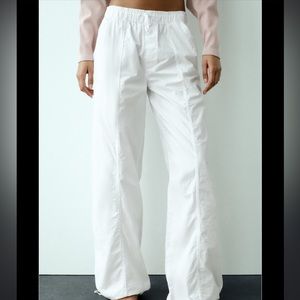 Zara Parachute Pants (White) in Size Small | ONLY WORN ONCE!!